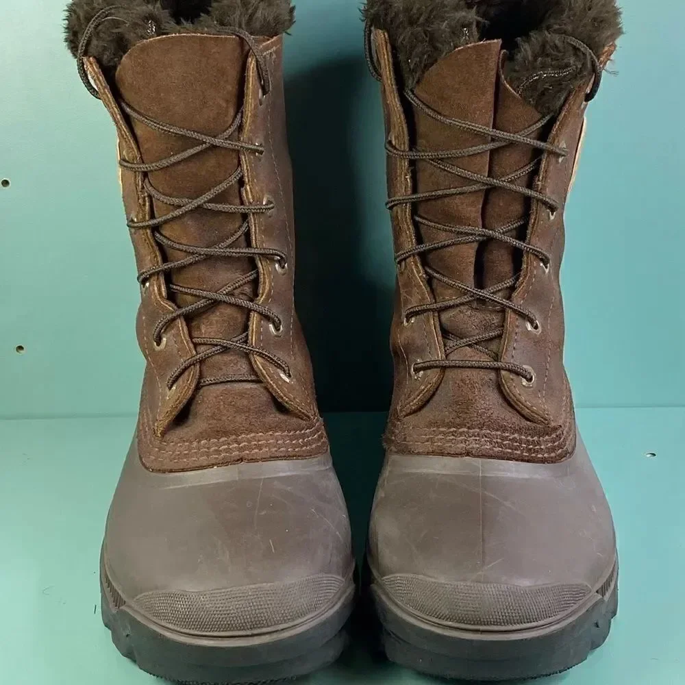 Sorel VTG Kaufman Manitou Boots shoes Brown Rubber Leather Size 10 Mens